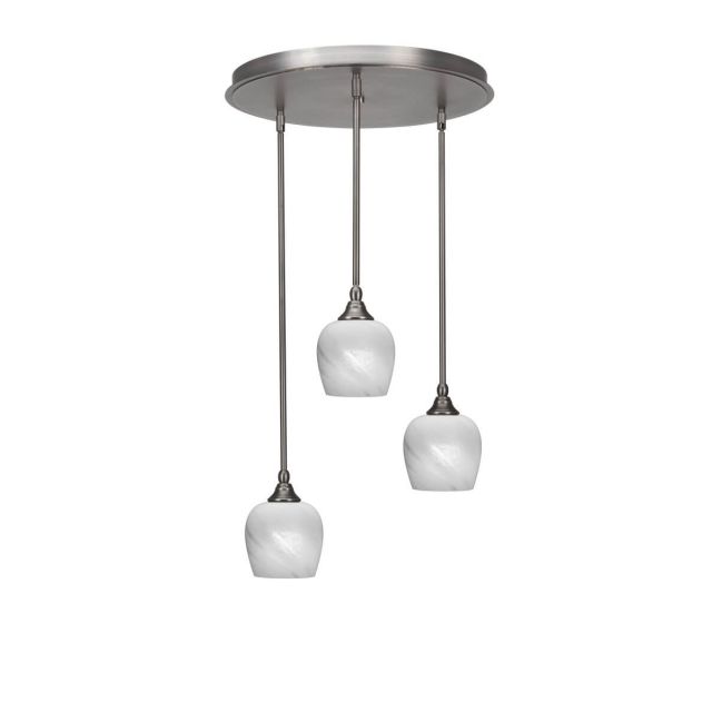 Toltec Lighting Empire 3 Light 19 inch Cluster Pendalier in Brushed Nickel with White Marble Glass 2183-BN-4811
