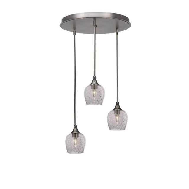 Toltec Lighting Empire 3 Light 19 inch Cluster Pendalier in Brushed Nickel with Smoke Bubble Glass 2183-BN-4812