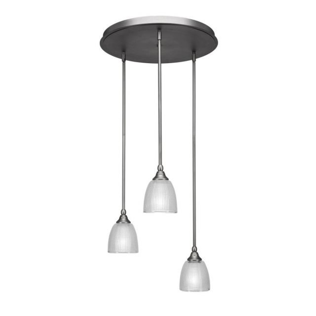 Toltec Lighting Empire 3 Light 18 inch Cluster Pendant in Brushed Nickel with Clear Glass 2183-BN-500