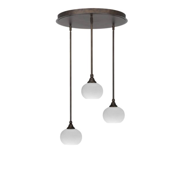 Toltec Lighting Empire 3 Light 19 inch Cluster Pendalier in Bronze with White Muslin Glass 2183-BRZ-212