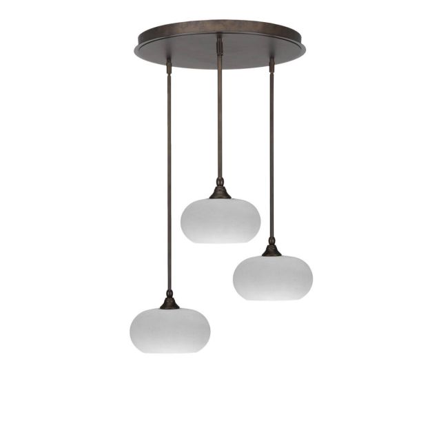 Toltec Lighting Empire 3 Light 21 inch Cluster Pendalier in Bronze with White Muslin Glass 2183-BRZ-214