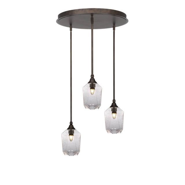 Toltec Lighting Empire 3 Light 18 inch Cluster Pendalier in Bronze with Clear Bubble Glass 2183-BRZ-4460