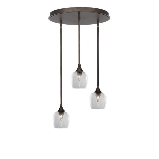 Toltec Lighting Empire 3 Light 19 inch Cluster Pendalier in Bronze with Clear Bubble Glass 2183-BRZ-4810