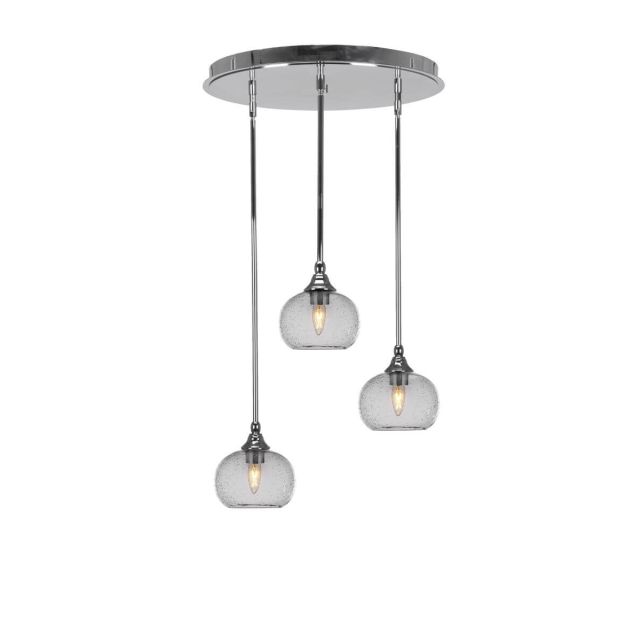 Toltec Lighting Empire 3 Light 19 inch Cluster Pendalier in Chrome with Clear Bubble Glass 2183-CH-202