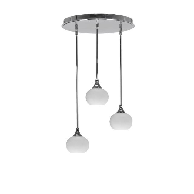 Toltec Lighting Empire 3 Light 19 inch Cluster Pendalier in Chrome with White Muslin Glass 2183-CH-212