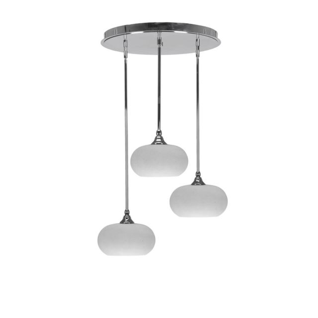 Toltec Lighting Empire 3 Light 21 inch Cluster Pendalier in Chrome with White Muslin Glass 2183-CH-214