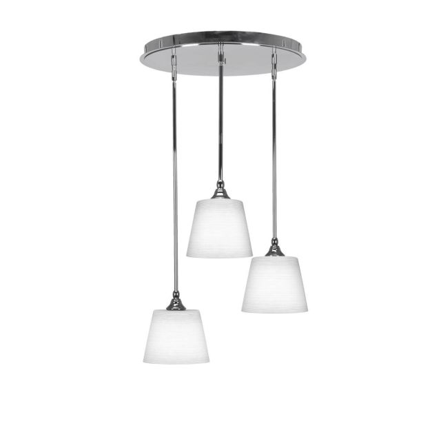 Toltec Lighting Empire 3 Light 20 inch Cluster Pendalier in Chrome with White Matrix Glass 2183-CH-4081