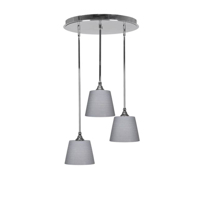 Toltec Lighting Empire 3 Light 20 inch Cluster Pendalier in Chrome with Gray Matrix Glass 2183-CH-4082