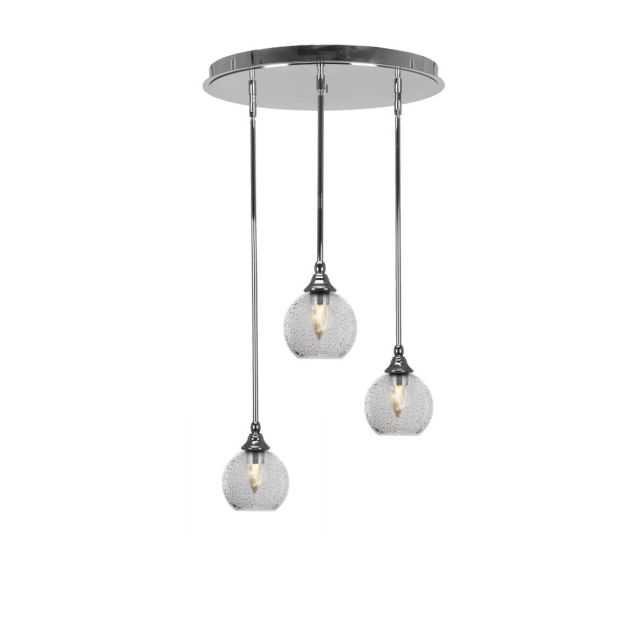Toltec Lighting Empire 3 Light 19 inch Cluster Pendalier in Chrome with Smoke Bubble Glass 2183-CH-4102