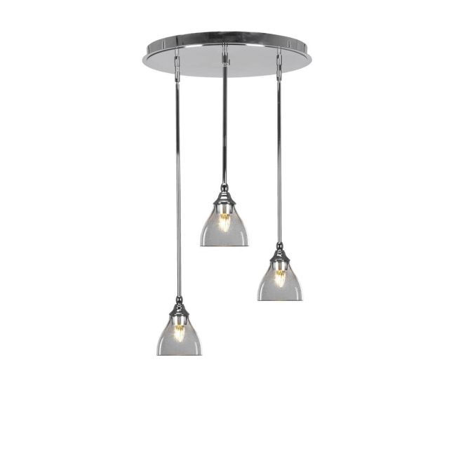 Toltec Lighting Empire 3 Light 19 inch Cluster Pendalier in Chrome with Clear Bubble Glass 2183-CH-4760