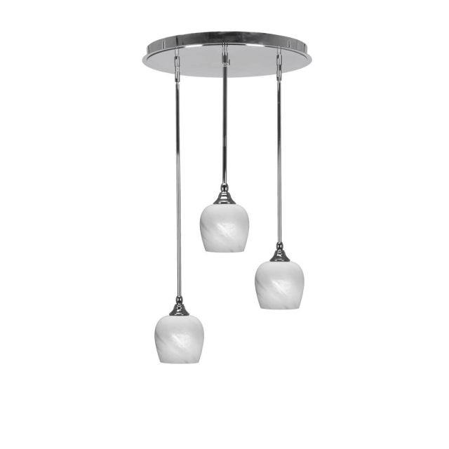 Toltec Lighting Empire 3 Light 19 inch Cluster Pendalier in Chrome with White Marble Glass 2183-CH-4811