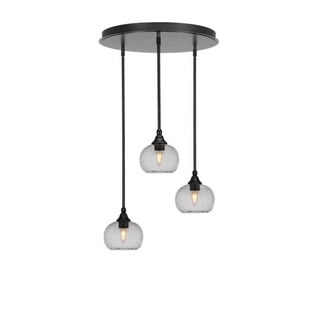 Toltec Lighting Empire 3 Light 19 inch Cluster Pendalier in Espresso with Clear Bubble Glass 2183-ES-202