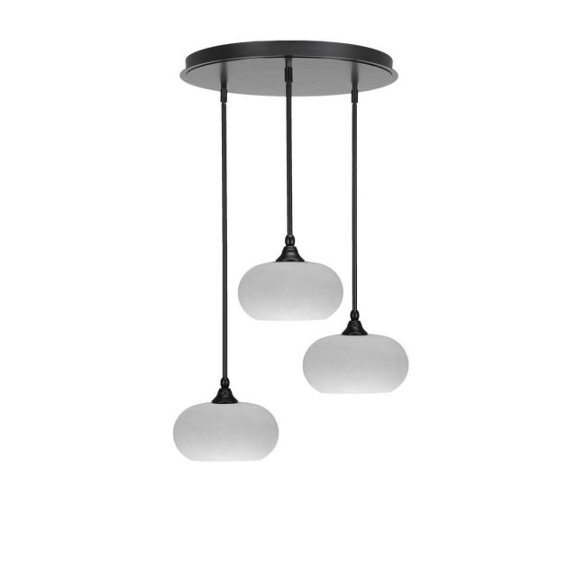 Toltec Lighting Empire 3 Light 21 inch Cluster Pendalier in Espresso with White Muslin Glass 2183-ES-214