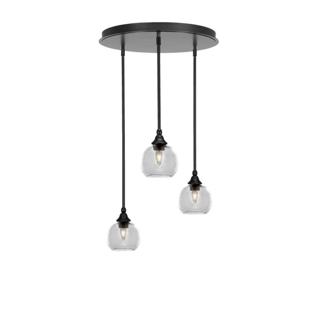 Toltec Lighting Empire 3 Light 19 inch Cluster Pendalier in Espresso with Clear Bubble Glass 2183-ES-4100