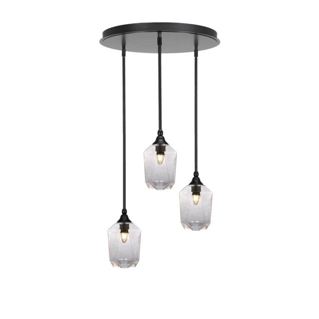 Toltec Lighting Empire 3 Light 18 inch Cluster Pendalier in Espresso with Clear Bubble Glass 2183-ES-4460