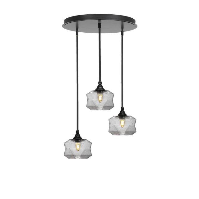 Toltec Lighting Empire 3 Light 18 inch Cluster Pendalier in Espresso with Clear Bubble Glass 2183-ES-4490