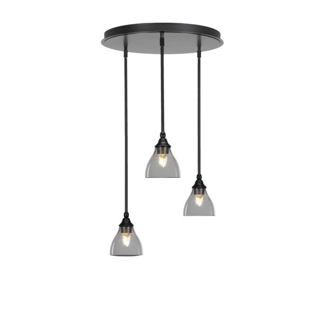 Toltec Lighting Empire 3 Light 19 inch Cluster Pendalier in Espresso with Clear Bubble Glass 2183-ES-4760