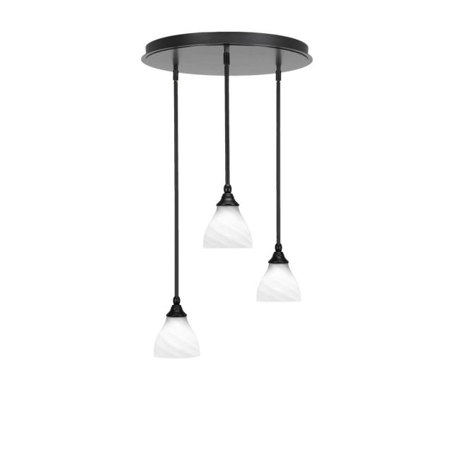 Toltec Lighting Empire 3 Light 19 inch Cluster Pendalier in Espresso with White Marble Glass 2183-ES-4761