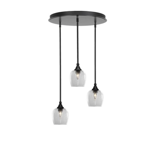 Toltec Lighting Empire 3 Light 19 inch Cluster Pendalier in Espresso with Clear Bubble Glass 2183-ES-4810