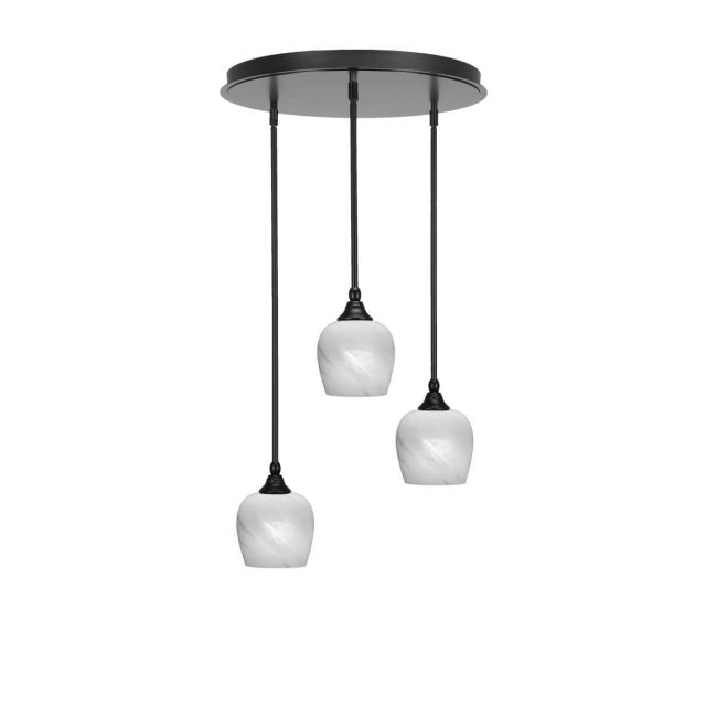 Toltec Lighting Empire 3 Light 19 inch Cluster Pendalier in Espresso with White Marble Glass 2183-ES-4811