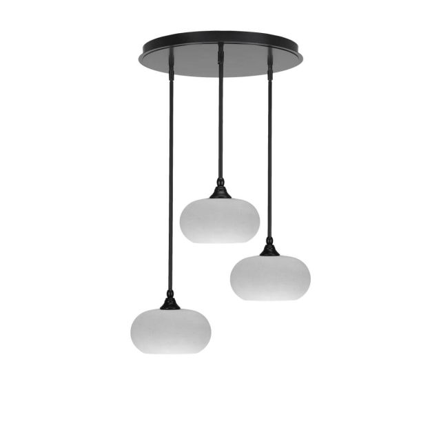 Toltec Lighting Empire 3 Light 21 inch Cluster Pendalier in Matte Black with White Muslin Glass 2183-MB-214