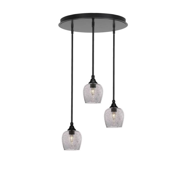 Toltec Lighting Empire 3 Light 19 inch Cluster Pendalier in Matte Black with Smoke Bubble Glass 2183-MB-4812