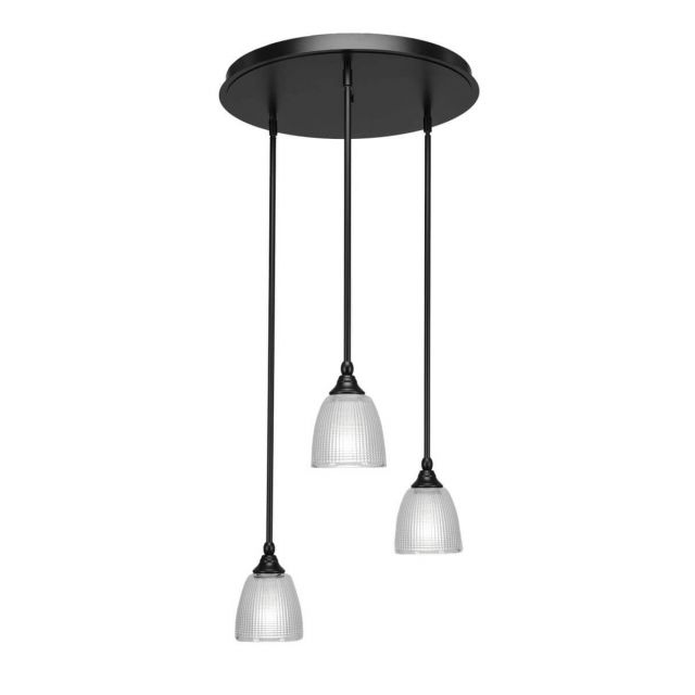 Toltec Lighting Empire 3 Light 18 inch Cluster Pendant in Matte Black with Clear Glass 2183-MB-500