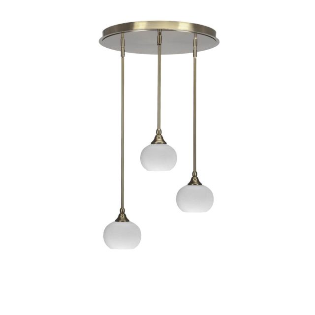 Toltec Lighting Empire 3 Light 19 inch Cluster Pendalier in New Age Brass with White Muslin Glass 2183-NAB-212