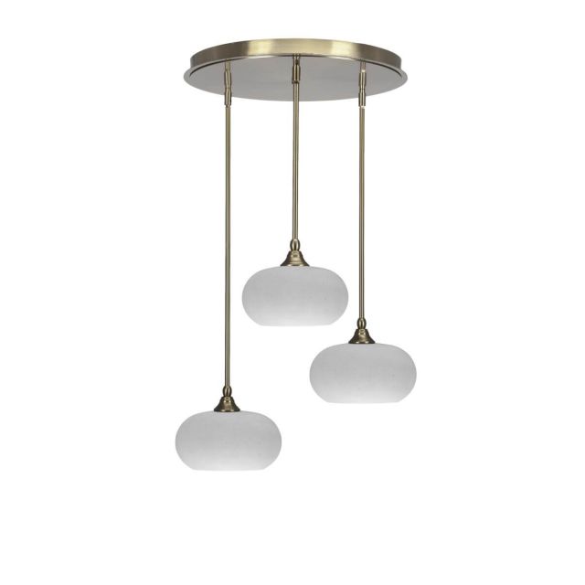 Toltec Lighting Empire 3 Light 21 inch Cluster Pendalier in New Age Brass with White Muslin Glass 2183-NAB-214