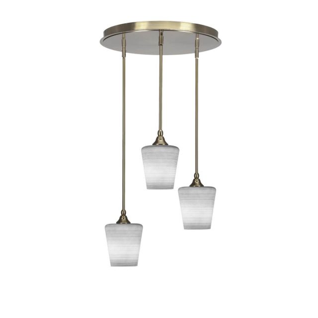 Toltec Lighting Empire 3 Light 19 inch Cluster Pendalier in New Age Brass with White Matrix Glass 2183-NAB-4031
