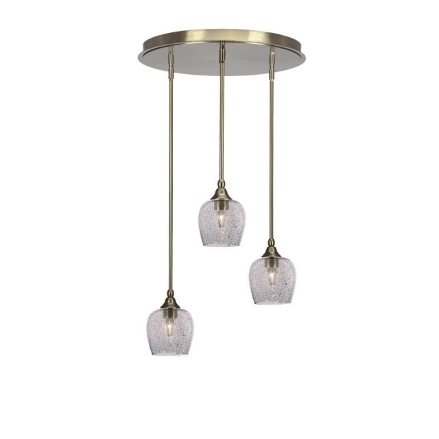 Toltec Lighting Empire 3 Light 19 inch Cluster Pendalier in New Age Brass with Smoke Bubble Glass 2183-NAB-4812