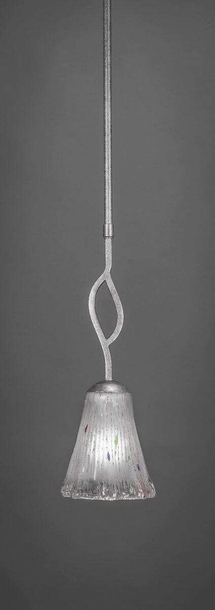 Toltec Lighting 240-AS-721 Revo 1 Light 6 inch Mini Pendant in Aged Silver with 5.5 inch Fluted Frosted Crystal Glass