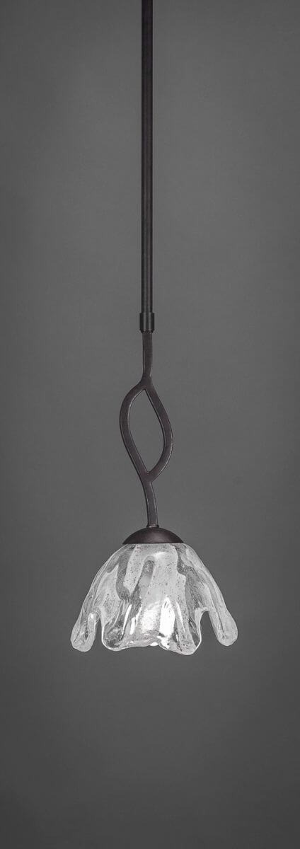 Toltec Lighting 240-DG-729 Revo 1 Light 7 inch Mini Pendant in Dark Granite with 5.5 inch Fluted Italian Ice Glass