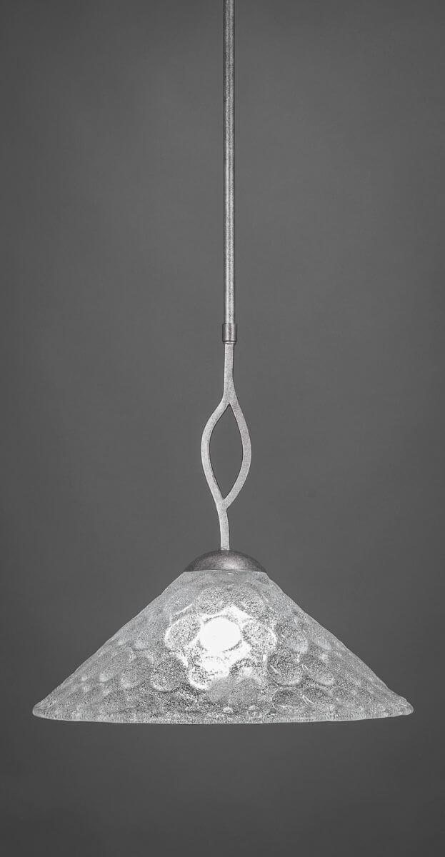 Toltec Lighting 241-AS-411 Revo 1 Light 16 inch Pendant in Aged Silver with 16 inch Italian Bubble Glass