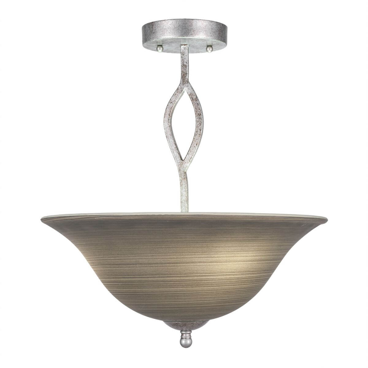 Toltec Lighting 242-AS-602 Revo 3 Light 16 inch Semi-Flush Mount in Aged Silver with 16 inch Gray Linen Glass