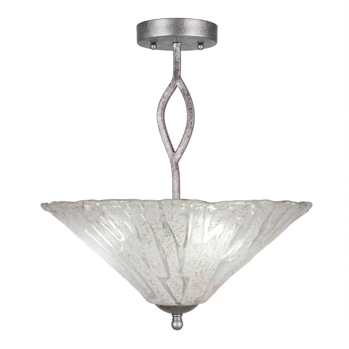 Toltec Lighting 242-AS-719 Revo 3 Light 16 inch Semi-Flush Mount in Aged Silver with 16 inch Italian Ice Glass