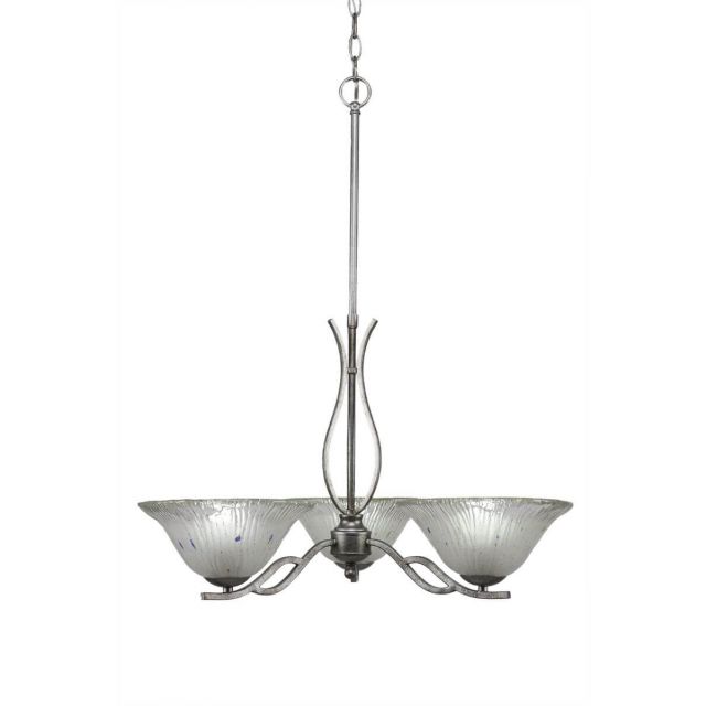Toltec Lighting 243-AS-731 Revo 3 Light 23 inch Chandelier in Aged Silver with 10 inch Frosted Crystal Glass