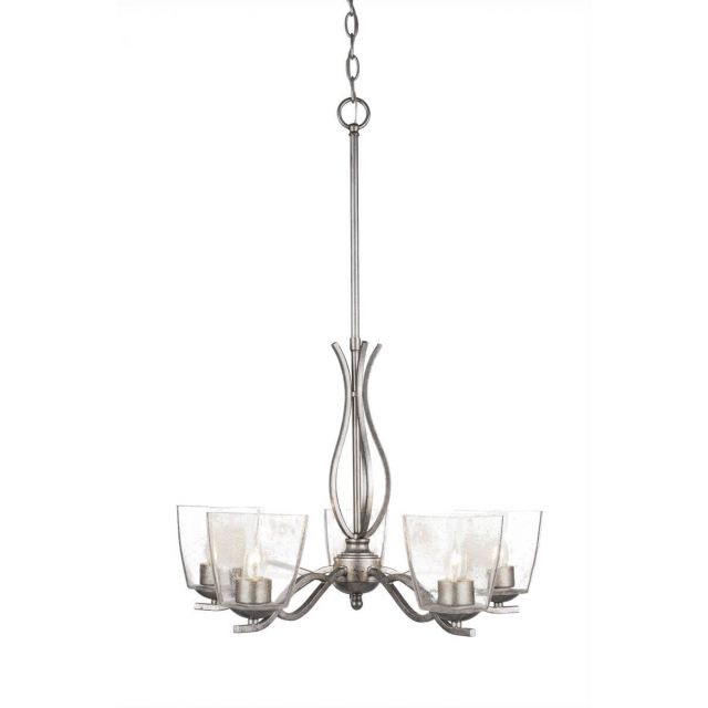 Toltec Lighting 245-AS-461 Revo 5 Light 20 inch Chandelier in Aged Silver with 4.5 inch Clear Bubble Glass