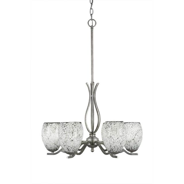 Toltec Lighting 246-AS-4165 Revo 6 Light 23 inch Chandelier in Aged Silver with 5 inch Black Fusion Glass
