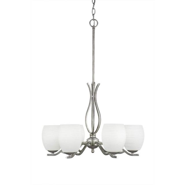 Toltec Lighting 246-AS-615 Revo 6 Light 23 inch Chandelier in Aged Silver with 5 inch White Linen Glass