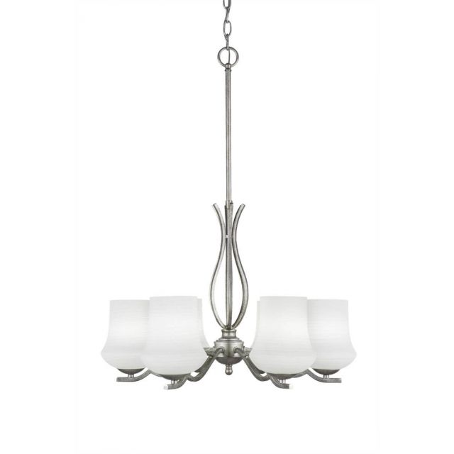 Toltec Lighting 246-AS-681 Revo 6 Light 23 inch Chandelier in Aged Silver with 5.5 inch Zilo White Linen Glass