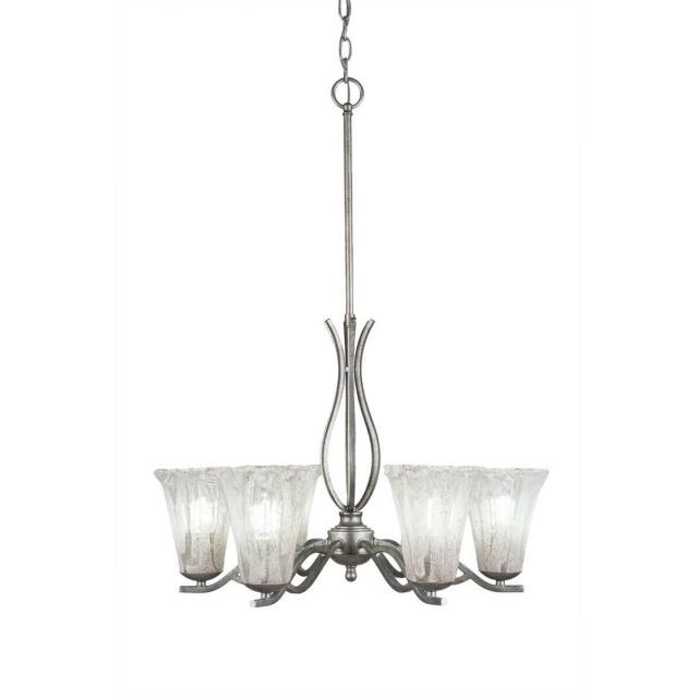Toltec Lighting 246-AS-729 Revo 6 Light 24 inch Chandelier in Aged Silver with 5.5 inch Fluted Italian Ice Crystal Glass