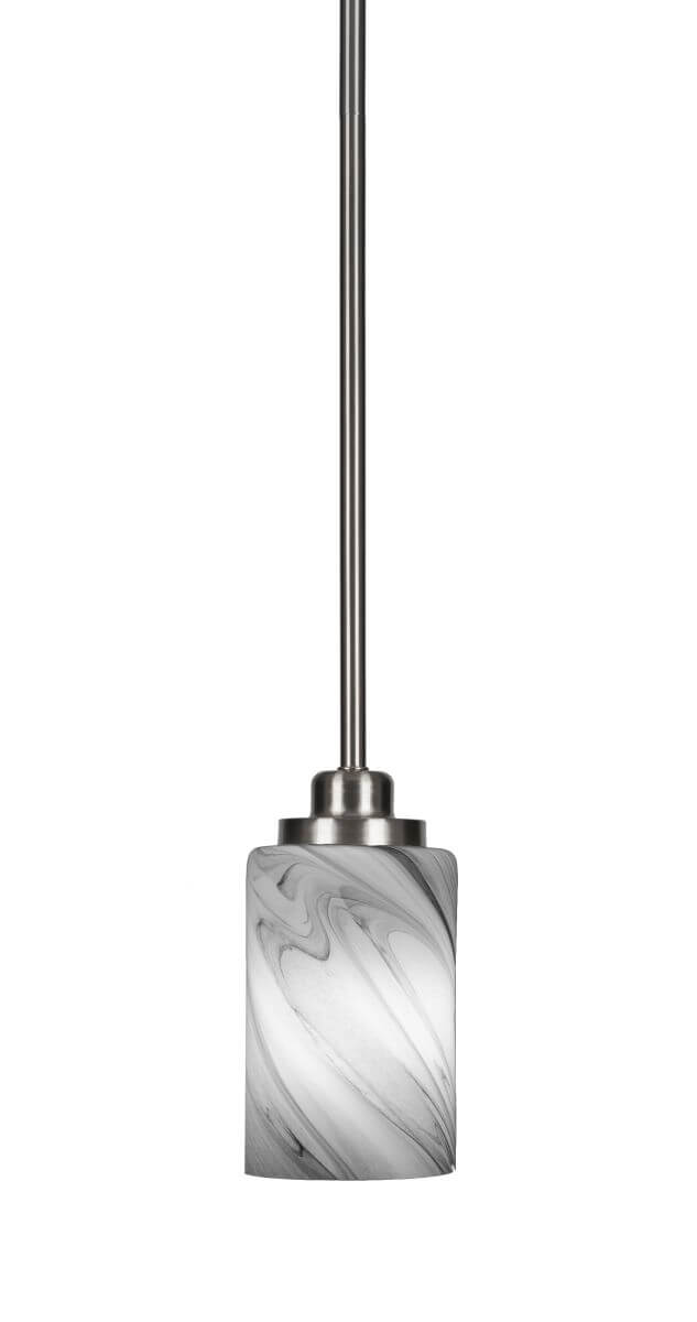 Toltec Lighting Odyssey 1 Light 4 inch Mini Pendant in Brushed Nickel with Onyx Swirl Glass 2601-BN-3009