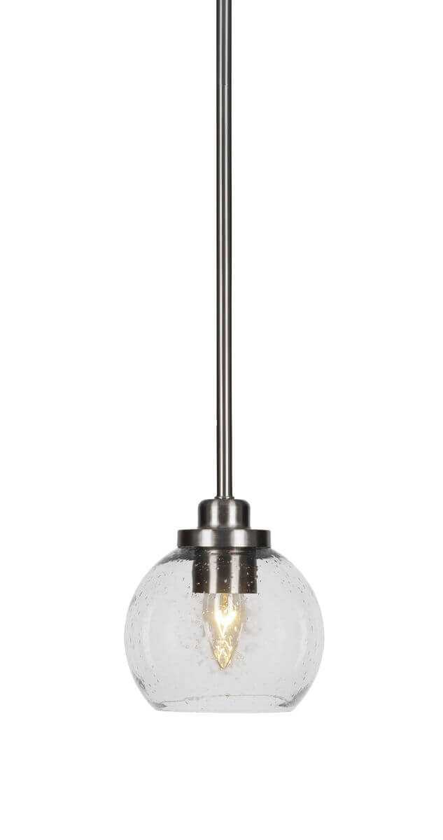 Toltec Lighting Odyssey 1 Light 6 inch Mini Pendant in Brushed Nickel with Clear Bubble Glass 2601-BN-4100