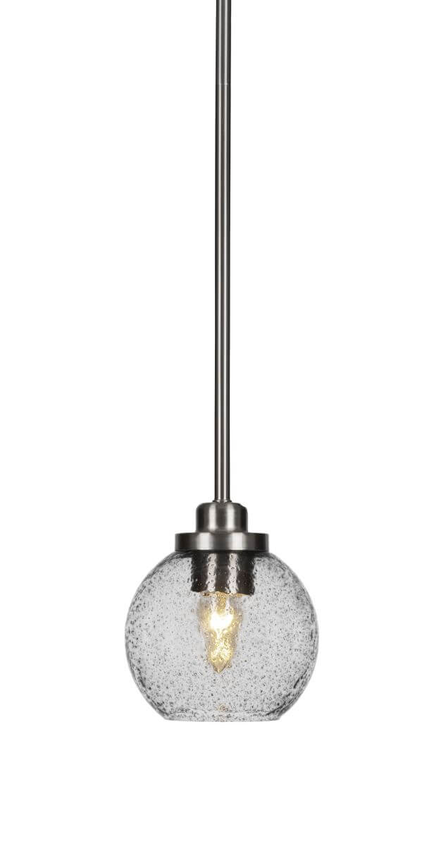 Toltec Lighting 2601-BN-4102 Odyssey 1 Light 6 inch Mini Pendant in Brushed Nickel with Smoke Bubble Glass