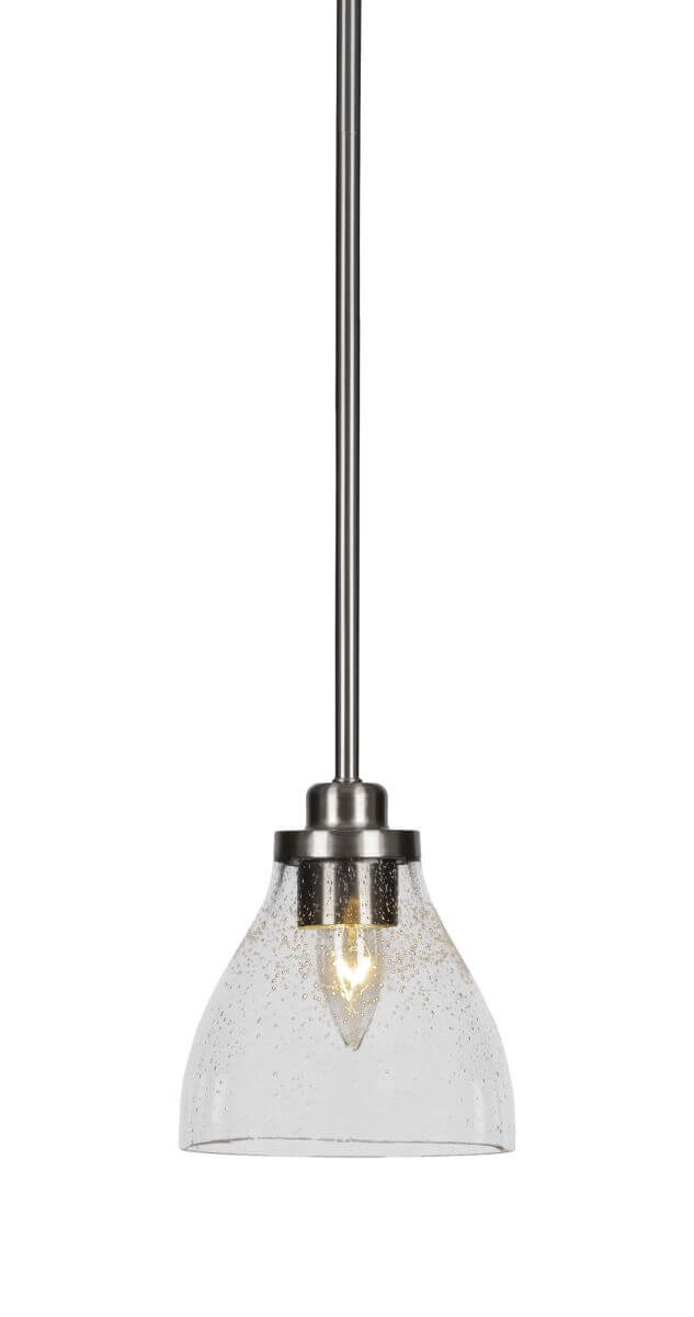 Toltec Lighting Odyssey 1 Light 6 inch Mini Pendant in Brushed Nickel with Clear Bubble Glass 2601-BN-4760