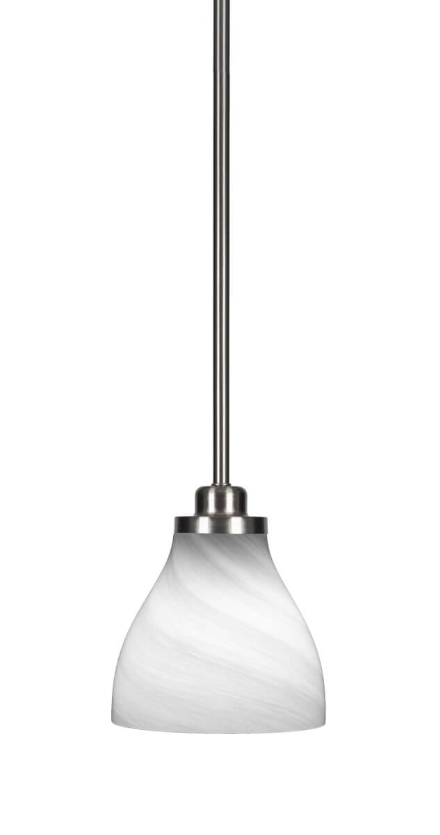 Toltec Lighting Odyssey 1 Light 6 inch Mini Pendant in Brushed Nickel with White Marble Glass 2601-BN-4761