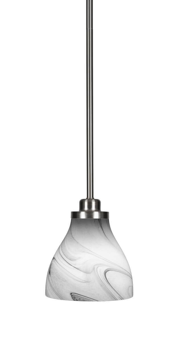 Toltec Lighting 2601-BN-4769 Odyssey 1 Light 6 inch Mini Pendant in Brushed Nickel with Onyx Swirl Glass
