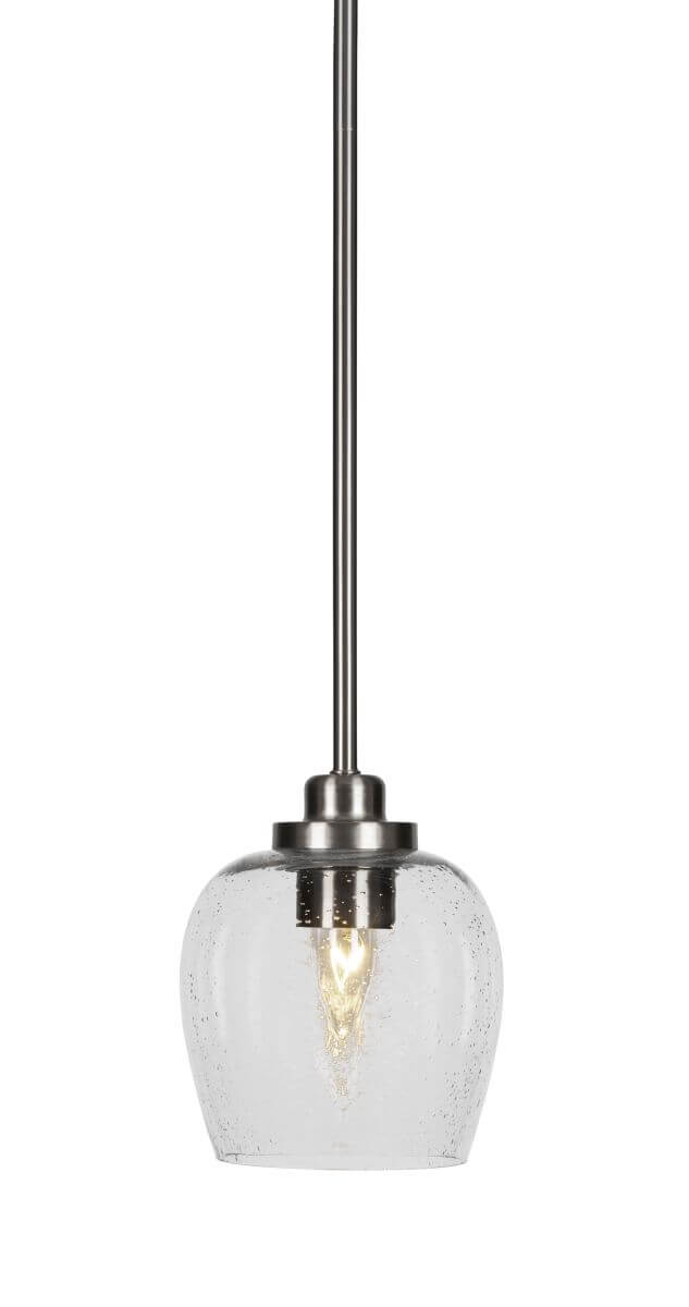 Toltec Lighting Odyssey 1 Light 6 inch Mini Pendant in Brushed Nickel with Clear Bubble Glass 2601-BN-4810