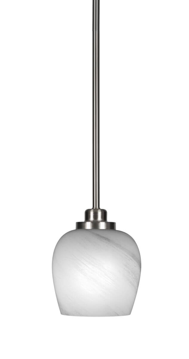 Toltec Lighting Odyssey 1 Light 6 inch Mini Pendant in Brushed Nickel with White Marble Glass 2601-BN-4811